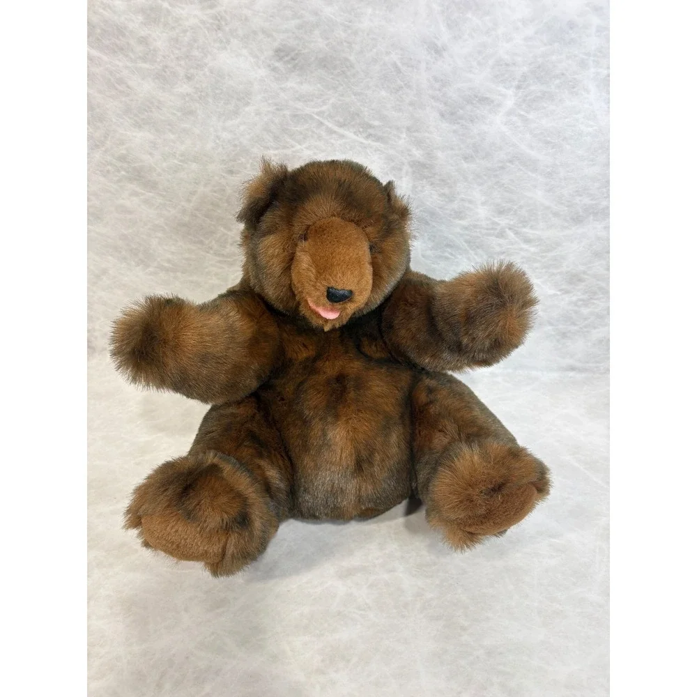 Vintage Cascade Toy Brown Grizzly Bear Hand Puppet Plush Faux Fur Stuffed Animal